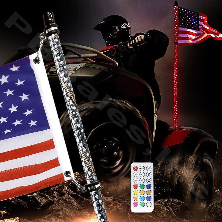 5ft Spiral whip light 12v with Remote and U.S.A flag