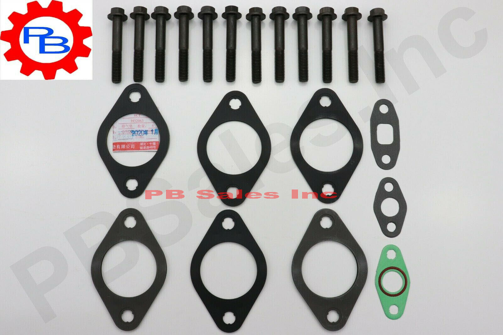 Exhaust manifold Gaskets with Bolts  for Cummins 6CT replaces # 3932063/3929012