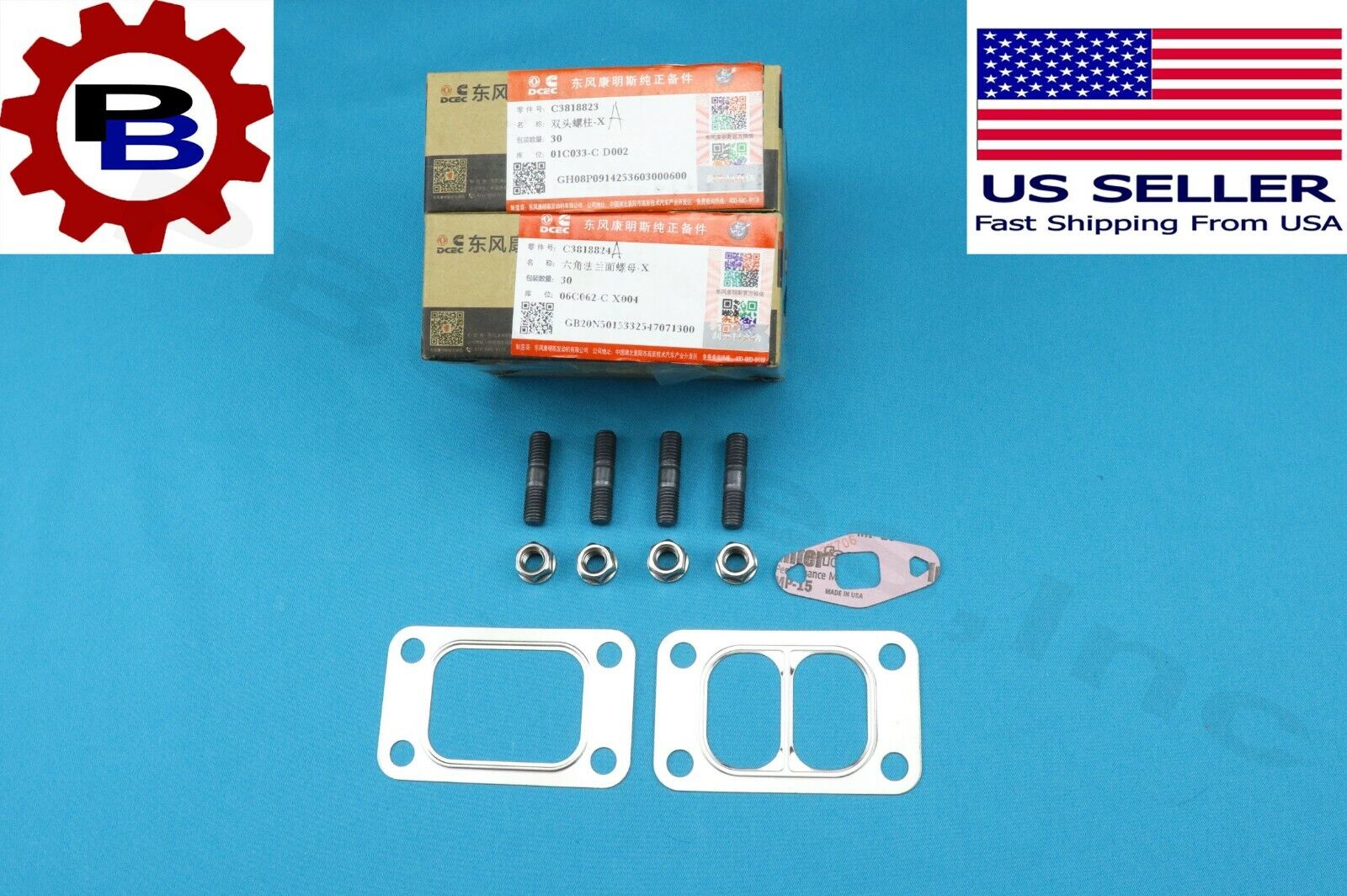  Turbo mounting studs, Nuts and turbo gaskets for Dodge cummins 89-98 6bt, 4bt